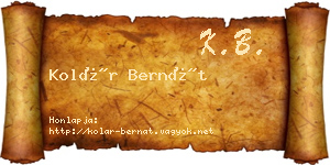 Kolár Bernát névjegykártya